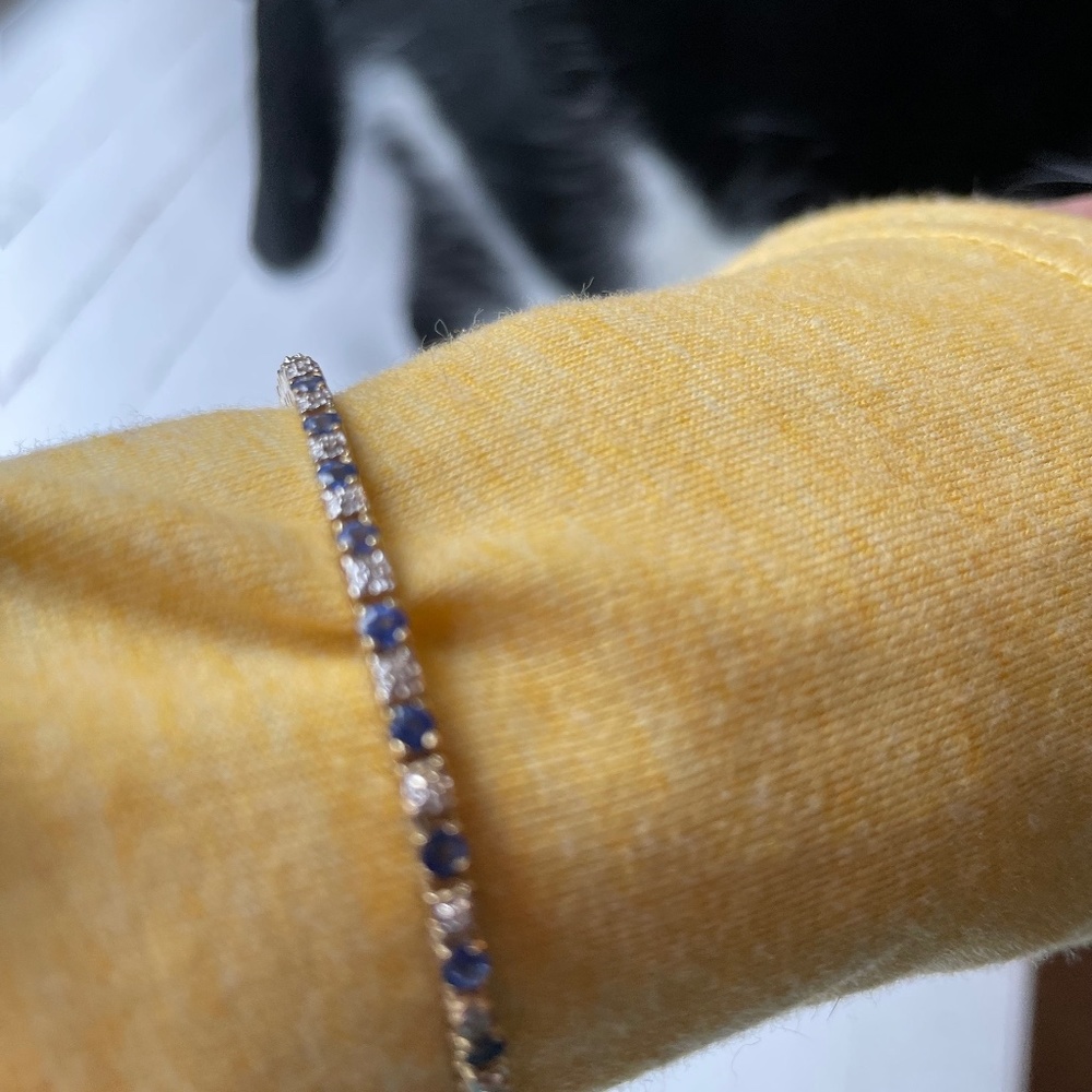 Diamond and sapphire line bracelet